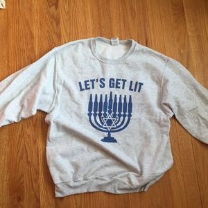 funny hanukkah "lets get lit" cotton sweatshirt